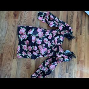 black floral mini dress